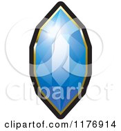 Clipart Of A Long Blue Diamond With A Gold And Black Setting Royalty Free Vector Illustration