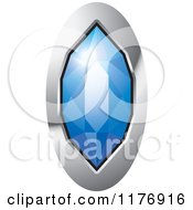 Clipart Of A Long Blue Diamond With A Silver Setting Royalty Free Vector Illustration