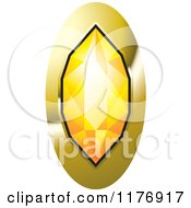 Clipart Of A Long Orange Diamond With A Gold Setting Royalty Free Vector Illustration