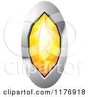 Clipart Of A Long Orange Diamond With A Silver Setting Royalty Free Vector Illustration
