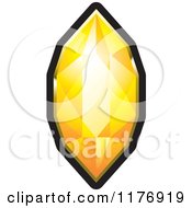 Poster, Art Print Of Long Orange Diamond With A Black And Gold Setting