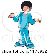 Clipart Of A Happy Boy With A Fro Laughing And Shrugging Royalty Free Vector Illustration