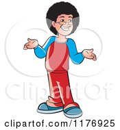 Clipart Of A Happy Boy With A Fro And Glasses Smiling And Shrugging Royalty Free Vector Illustration