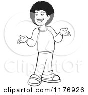 Black And White Happy Boy With A Fro Smiling And Shrugging