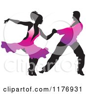 Poster, Art Print Of Ballroom Dancer Couple In Purple Outfits