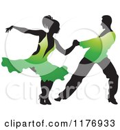 Poster, Art Print Of Ballroom Dancer Couple In Green Outfits
