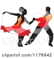 Clipart Of A Ballroom Dancer Couple In Red Outfits Royalty Free Vector Illustration