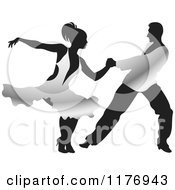Poster, Art Print Of Ballroom Dancer Couple In Silver Outfits