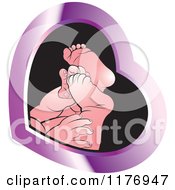 Clipart Of White Baby Feet Over Blak In A Purple Heart Royalty Free Vector Illustration by Lal Perera