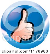 Poster, Art Print Of Thumb Up Hand On A Blue Icon