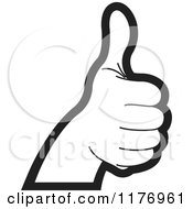 Clipart Of A Black And White Thumb Up Hand Royalty Free Vector Illustration by Lal Perera