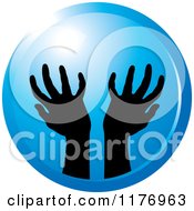 Poster, Art Print Of Silhouetted Worship Hands On A Blue Circle