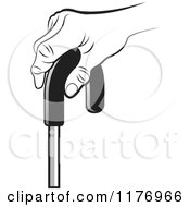 Clipart Of A Black And White Senior Hand On A Cane Royalty Free Vector Illustration