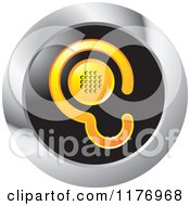 Poster, Art Print Of Yellow Ear Design With A Speaker On A Black And Silver Icon