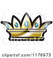 Clipart Of A Gold Crown With Sapphires Royalty Free Vector Illustration