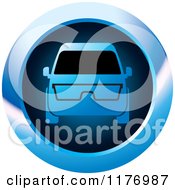 Poster, Art Print Of Mini Van With Glasses On A Blue Icon
