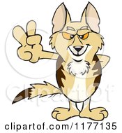 Poster, Art Print Of Peaceful Jackal Smiling And Gesturing The Peace Sign