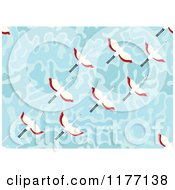 Clipart Of A Seamless Background Pattern Of Birds Over The Ocean Royalty Free Vector Illustration