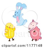 Clipart Of A Happy Chick Rabbit And Lamb Royalty Free Vector Illustration by Cherie Reve