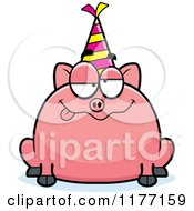 Drunk Birthday Pig Wearing A Party Hat