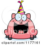 Happy Birthday Pig Wearing A Party Hat