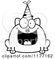 Cartoon Of A Happy Birthday Pig Wearing A Party Hat Royalty Free Vector Clipart