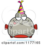 Poster, Art Print Of Drunk Birthday Piranha Wearing A Party Hat