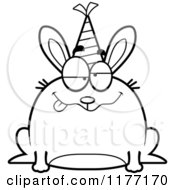 Cartoon Of A Drunk Birthday Rabbit Wearing A Party Hat Royalty Free Vector Clipart