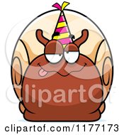 Cartoon Of A Drunk Birthday Snail Wearing A Party Hat Royalty Free Vector Clipart