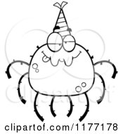 Cartoon Of A Drunk Birthday Spider Wearing A Party Hat Royalty Free Vector Clipart