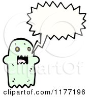 Cartoon Of A Green Ghoul With A Conversation Bubble Royalty Free Vector Illustration by lineartestpilot