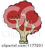 Cartoon Of A Red Tree Royalty Free Vector Illustration