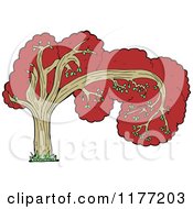 Cartoon Of A Red Tree Royalty Free Vector Illustration