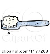 Cartoon Of A  Blue Toothbrush With Paste  Royalty Free Vector Clipart by lineartestpilot