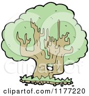 Cartoon Of A Tree With Green Foliage Royalty Free Vector Clipart