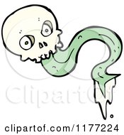 Cartoon Of A Skull With A Forked Green Tongue And Slobber Royalty Free Vector Clipart