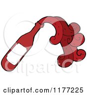 Cartoon Of A Bottle Of Red Wine And Splash Royalty Free Vector Clipart by lineartestpilot