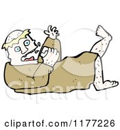 Cartoon Of A Man Reclined And Drinking Royalty Free Vector Clipart