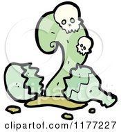 Cartoon Of  Skulls And A Splash Over A Broken Bottle Royalty Free Vector Clipart