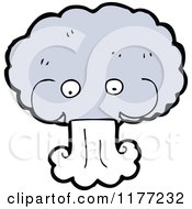 Cartoon Of A Storm Cloud Blowing Wind Royalty Free Vector Clipart