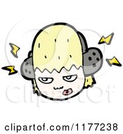 Cartoon Of A Blond Girl Listening To Loud Music Through Headphones Royalty Free Vector Clipart by lineartestpilot