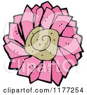 Cartoon Of A Pink Flower Royalty Free Vector Clipart