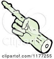 Cartoon Of A Pointing Severed Zombie Hand Royalty Free Vector Clipart