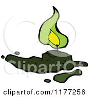 Cartoon Of A Melted Candle With Green Flame Royalty Free Vector Clipart