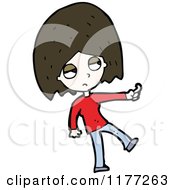 Cartoon Of A Mad Brunette Girl Holding Up Her Middle Finger Royalty Free Vector Clipart