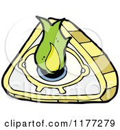 Cartoon Of A Flaming Eye Triangle Royalty Free Vector Clipart