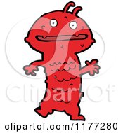 Cartoon Of A Happy Red Monster Royalty Free Vector Clipart