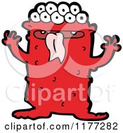 Cartoon Of A Red Monster With Many Eyes Royalty Free Vector Clipart