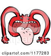 Cartoon Of A Red Monster Sticking Its Tongue Out Royalty Free Vector Clipart