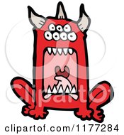 Cartoon Of A Screaming Red Devil Monster Royalty Free Vector Clipart